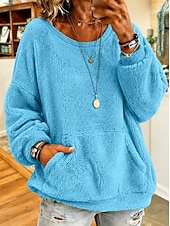  Per donna Felpa Pullover Caldo Vintage Morbido Manica Lunga Girocollo Top Regolari Casuale Casa Streetwear Blu Bianco Nero Arancione Marrone Autunno Inverno