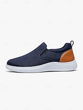 economico Scarpe Casual Slip-On-sneakers slip-on da uomo in maglia blu navy – tessuto elasticizzato traspirante con tallone a contrasto, comfort ultraleggero per camminare, viaggiare e indossare ogni giorno