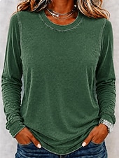  Pentru femei 100% Βαμβάκι Tricou Spălat Spălare acidă Spălare vintage Culoare solidă Epocă Modă Stilat Manșon Lung Mâneci raglan Stil Nautic Topuri obișnuite Casual Plajă Albastru piscină Trifoi Gri