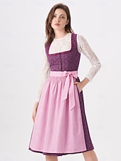 economico Abiti Dirndl-Oktoberfest Vestito Dirndl Abiti tradizionali Lunghezza Midi Cameriera Bavarese Tedesco Prati Per donna Panno in stile tradizionale Senza camicetta (80 cm)