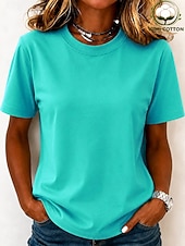economico T-shirt semplice-T-shirt da donna 100% cotone - maglietta a maniche corte girocollo di alta qualità