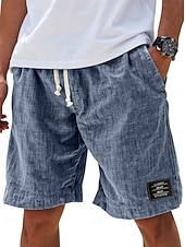 cheap Classic-Men's Shorts Summer Shorts Beach Shorts Casual Shorts Drawstring Elastic Waist Simple Solid Color Comfort Lightweight Knee Length Daily Outdoor Streetwear Fashion Retro Vintage Blue Black Inelastic