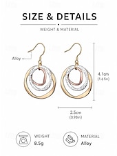 abordables Pendiente de mujer-Pendientes colgantes triples de estilo bohemio para mujer, pendientes de aro superpuestos de aleación en tonos oro, plata y oro rosa, joyería ligera y llamativa para vacaciones, fiestas y viajes. &amp;uso