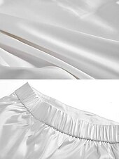 baratos Calças de perna reta-Mulheres Calças de cetim Perna larga Calças cônicas chinês Elegante Roupa de rua Casual Comprimento total Cintura Média Tecido Bolsos Cintura elástica Confortável Sem Elasticidade Micro-Elástica Ao