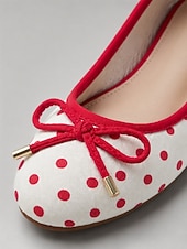 cheap Women's Flats-Women's Red Polka Dot Ballet Flats, Round Toe Bow Slip-On Casual Shoes with Soft Comfort Insole, Cute Retro Style for Office, Travel, Shopping and Daily Wear