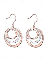 abordables Pendiente de mujer-Pendientes colgantes triples de estilo bohemio para mujer, pendientes de aro superpuestos de aleación en tonos oro, plata y oro rosa, joyería ligera y llamativa para vacaciones, fiestas y viajes. &amp;uso