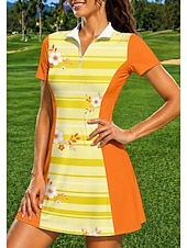 ieftine Rochie de femei-Pentru femei Floral Dungi Rochie sport Rochie polo de tenis Manșon scurt Quarter Zip UPF50+ Elastic Κατά του ιδρώτα Respirabil Volei Tenis Golf Răsfrânt Guler cu fermoar Rochii Rosu Albastru Mov