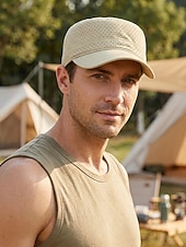 baratos Chapéus Masculinos-Boné militar masculino respirável de secagem rápida, leve, em poliéster perfurado, ajustável, disponível em várias cores, ideal para viagens de verão, caminhadas, pesca, golfe e camping. &amp;uso diário
