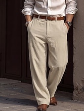 economico Attività commerciale-Per uomo Pantaloni di Lino Pantaloni Pantaloni Eleganti Pantaloni casual Tasca Elastico in vita Gamba Dritta Semplice Confortevole Traspirante Lunghezza intera Casuale Quotidiano Affari Moda