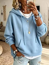  Damen Kapuzenpullover Modern Lässig Langarm Mit Kapuze Normale Oberteile Lässig Blau Gelb Orange Grün Grau Herbst Winter