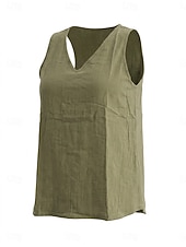  Per donna Canotta Vintage Senza Maniche Scollo a V Top Regolari Casuale Bianco Cachi Nero Viola Verde Estate Primavera