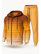 cheap Tracksuits-Men's Hoodie Tracksuit 2 Piece Tracksuit Drawstring Zip Up Geometric Clothing Suit Fall Winter Red Blue Vocation Outdoor Travel Lightweight Fashion Breathable Long Sleeve Sport Activewear Stretchy