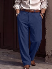 economico Attività commerciale-Per uomo Pantaloni di Lino Pantaloni Pantaloni Eleganti Pantaloni casual Tasca Elastico in vita Gamba Dritta Semplice Confortevole Traspirante Lunghezza intera Casuale Quotidiano Affari Moda
