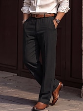 economico Attività commerciale-Per uomo Pantaloni di Lino Pantaloni Pantaloni Eleganti Pantaloni casual Tasca Elastico in vita Gamba Dritta Semplice Confortevole Traspirante Lunghezza intera Casuale Quotidiano Affari Moda