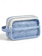 preiswerte Kinder- und Teenager-Rucksäcke-Blau  &amp;Lila Federmäppchen für Schüler, Polyester-PVC-Doppelreißverschlusstasche, großer, transparenter Schreibwarenorganizer für Schulanfang, Unterricht und Prüfungen &amp; reisen