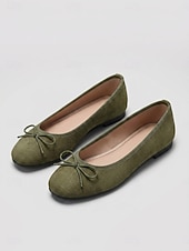 cheap Women's Flats-Women Pink Bow Ballet Flat Shoes - Round Toe Faux Suede Slip On Casual Flats for Casual Commute, Travel, Shopping &amp; Daily Wear