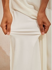  Women's Wide Leg Straight-Leg Trousers Chiffon Elegant Ankle-Length Mid Waist Elastic Waistband Stretchy Casual Daily Holiday Apricot Summer Spring Fall