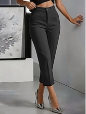 cheap Women's Skinny Pants-Women's Capri shorts Elegant Vintage Fashion Ankle-Length Mid Waist Inelastic Formal Blue White Apricot Black Spring Slim Fit