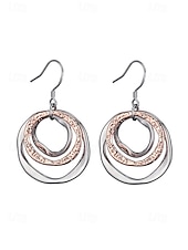 abordables Pendiente de mujer-Pendientes colgantes triples de estilo bohemio para mujer, pendientes de aro superpuestos de aleación en tonos oro, plata y oro rosa, joyería ligera y llamativa para vacaciones, fiestas y viajes. &amp;uso