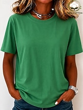 economico T-shirt semplice-T-shirt da donna 100% cotone - maglietta a maniche corte girocollo di alta qualità