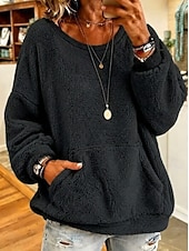  Per donna Felpa Pullover Caldo Vintage Morbido Manica Lunga Girocollo Top Regolari Casuale Casa Streetwear Blu Bianco Nero Arancione Marrone Autunno Inverno