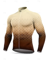 cheap Men's Jerseys-Men's Tops Cycling Jersey Graphic Geometric Gradient Long Sleeve Bike Jacket Jersey Top with 3 Rear Pockets Sun Sun Protection Sunscreen Quick Dry Sports Blue Dark Green Brown Clothing Apparel