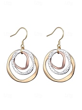 abordables Pendiente de mujer-Pendientes colgantes triples de estilo bohemio para mujer, pendientes de aro superpuestos de aleación en tonos oro, plata y oro rosa, joyería ligera y llamativa para vacaciones, fiestas y viajes. &amp;uso