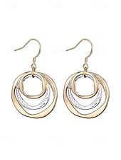 abordables Pendiente de mujer-Pendientes colgantes triples de estilo bohemio para mujer, pendientes de aro superpuestos de aleación en tonos oro, plata y oro rosa, joyería ligera y llamativa para vacaciones, fiestas y viajes. &amp;uso