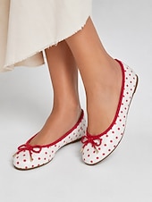 cheap Women's Flats-Women's Red Polka Dot Ballet Flats, Round Toe Bow Slip-On Casual Shoes with Soft Comfort Insole, Cute Retro Style for Office, Travel, Shopping and Daily Wear