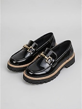 billiga Lätta damskor-mörkgröna damloafers i lackkonstläder - eleganta horsebit slip-on-skor med låg sula för daglig kontorspendling, professionella arbetskläder