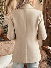  Women's Blazer Suits Comfortable Pocket Classic Lady Formal Casual Regular Notch Lapel Regular Fit Long Sleeve Outerwear Apricot Spring Fall