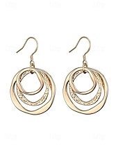 abordables Pendiente de mujer-Pendientes colgantes triples de estilo bohemio para mujer, pendientes de aro superpuestos de aleación en tonos oro, plata y oro rosa, joyería ligera y llamativa para vacaciones, fiestas y viajes. &amp;uso