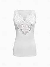  Dames Kant splitsende top Hemdje Tanktop Textuur Kant Lapwerk Vakantie Mouwloos Casual Wit Geel Blozend Roze Hemelsblauw Zomer
