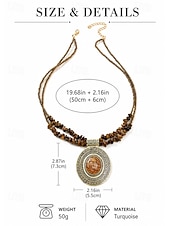 levne Dámský náhrdelník-Dámský kulatý náhrdelník s přívěskem v boho stylu, slitina &amp;Tyrkysový korálkový náhrdelník, modrohnědé šperky ve vintage stylu na dovolenou na pláži, festival, párty, cestování &amp;denní nošení