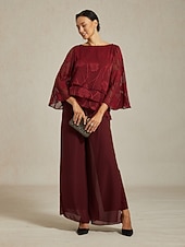  Women's Lace Shirt Blouse Dressy Tops Chiffon Tops Asymmetric Hem Solid Color Floral Elegant Stylish Casual Half Sleeve Flutter Sleeve Boat Neck Regular Tops Daily Work Wedding Guest Wine Summer