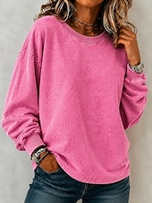  女性用 Pullover スウェットシャツ パンク 活発的 ヴィンテージ 長袖 クルーネック レギュラートップス カジュアル 家 ストリート ブラック ライトブラウン グリーン ローズレッド グレー 秋 冬