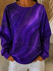  Mulheres Moletom Imprimir Gráfico Tintura Tie Dye Abstrato Quente Ativo Vintage Manga Longa Gola Redonda Decote Redondo Tops longos Casual Rua Dia a Dia Azul Roxo Claro Marron Roxo Escuro Primavera