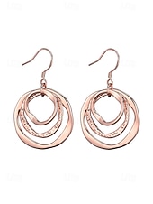 abordables Pendiente de mujer-Pendientes colgantes triples de estilo bohemio para mujer, pendientes de aro superpuestos de aleación en tonos oro, plata y oro rosa, joyería ligera y llamativa para vacaciones, fiestas y viajes. &amp;uso