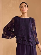  Dame Blondeskjorte Bluse Dressy topper Chiffongoverdeler Asymetrisk kant Helfarge Blomstret Elegant Stilfull Halvlange ermer Sommerfuglermer Båthals Vanlige topper Daglig Arbeid Bryllupsgjest