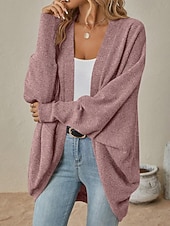  Per donna Giacca Casual Caldo Apertura anteriore Elegante Semplice Casuale Regolare Senza colletto Vestibilità comoda Manica Lunga Capispalla Blu Nero Rosa Autunno Inverno