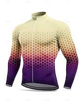 cheap Men's Jerseys-Men's Tops Cycling Jersey Graphic Geometric Gradient Long Sleeve Bike Jacket Jersey Top with 3 Rear Pockets Sun Sun Protection Sunscreen Quick Dry Sports Blue Dark Green Brown Clothing Apparel