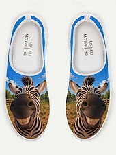  Witte instapschoenen voor heren met koeiengezichtprint en een ademend bovenwerk van honingraatvormig mesh. &Lichtgewicht EVA-buitenzool, casual sneakers voor dagelijkse wandelingen, strand en vissen.
