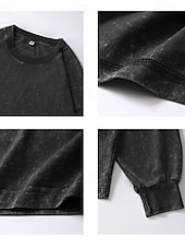  女性用 Pullover スウェットシャツ パンク 活発的 ヴィンテージ 長袖 クルーネック レギュラートップス カジュアル 家 ストリート ブラック ライトブラウン グリーン ローズレッド グレー 秋 冬