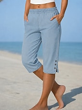  Per donna Jeans Pantaloni capri Chinos Shorts Vacanza Essenziale Casual Lunghezza al ginocchio Misura del girovita medio Semplice Tasca Elastico in vita Comodità Traspirante Quotidiano All'aperto