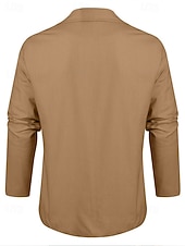 abordables Blazers Clásicos para Hombres-Hombre Chaqueta ligera Chaqueta americana Chaqueta de lino Formal Oficina Otoño Algodón y lino Color sólido Confortable Botonadura Simple Chaqueta de sport Verde Claro Azul Marino Marrón Color Caquí