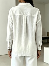  Mujer Camisa Color sólido Plano Bohemia Diario Trabajo Manga Larga Tops regulares Casual Diario Trabajo Azul Piscina Blanco Rosa Verde Trébol Azul claro Verano Primavera