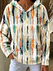  Női Pulóver Hoodie pulóver Kollázs Nyomtatott Elülső zseb Virágos Grafika Alkalmi Boho Hosszú ujj Kapucni Normál felsők Hétköznapi Utca Medence Világoszöld Arcpír rózsaszín Narancssárga Tavasz Ősz Tél