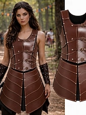 cheap Dresses-Medieval Renaissance Dress Armor Vest Warrior Shieldmaiden Barbarian Fancy Dress Women's Viking Fantasy Halloween Carnival Performance LARP Ren Faire Adults' Dress