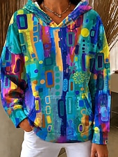  Női Pulóver Hoodie pulóver Kollázs Nyomtatott Elülső zseb Virágos Grafika Alkalmi Boho Hosszú ujj Kapucni Normál felsők Hétköznapi Utca Medence Világoszöld Arcpír rózsaszín Narancssárga Tavasz Ősz Tél
