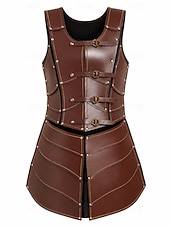 cheap Dresses-Medieval Renaissance Dress Armor Vest Warrior Shieldmaiden Barbarian Fancy Dress Women's Viking Fantasy Halloween Carnival Performance LARP Ren Faire Adults' Dress